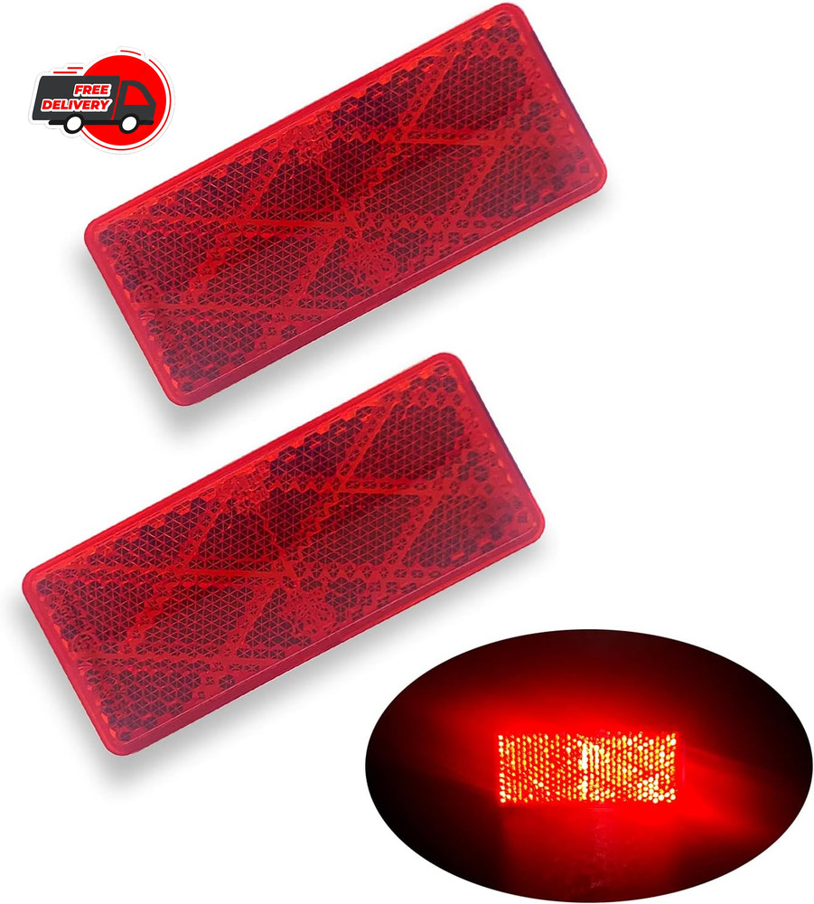 E-Mark DOT 4A CCC 2pcs Rectangle Reflector Self Adhesive Stick on Trailer -(Red)