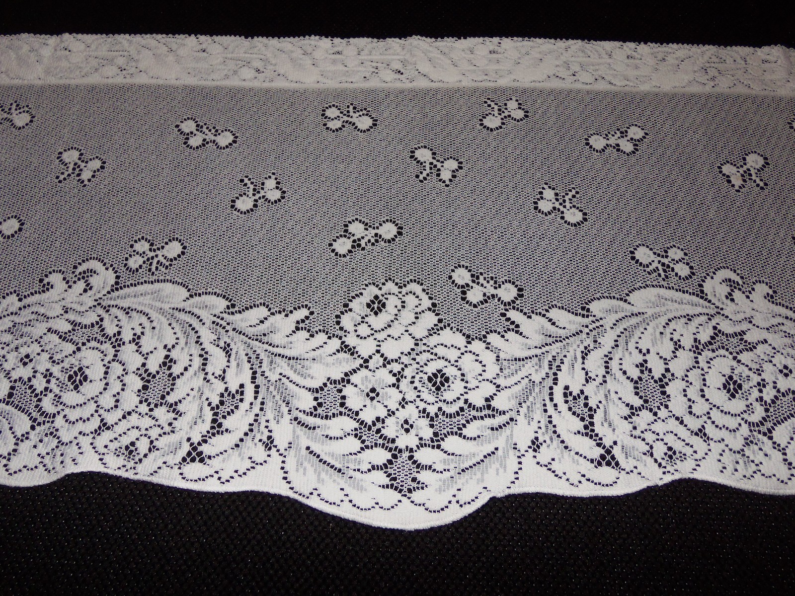 Lace Window Valance White Floral design 20"L x 60" W gallery
