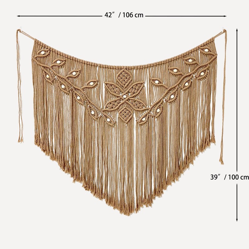 Home Decor Leaf Shape Macrame Wall Hanging Woven Tapestry Bedroom Curtain Fri... gallery