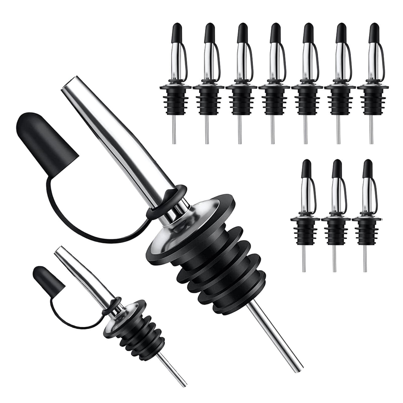 12 Pack Liquor Pour Spout With Dust Caps - Bottle Pourers for Alcohol, Olive Oil gallery