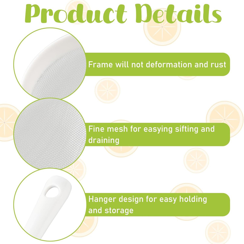 3 Pcs Plastic Mesh Strainer Set Colander with Handle - 3 Sizes Double Ear Food M gallery