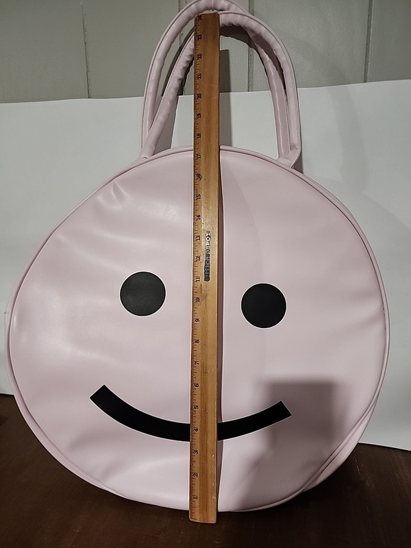 BAN.DO Super Chill Cooler Bag - Happy Face 18" By 18" Faux Leather Pink Round gallery