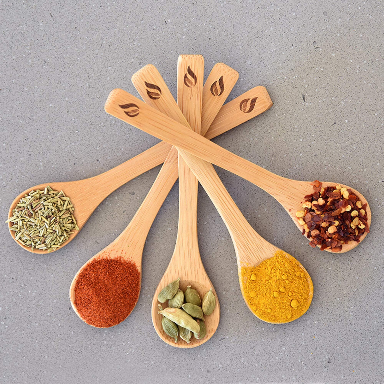 Bamboo Spoon Set 5 Pc Small Kitchen Teaspoons Tiny Wooden Spoons Perfect for gallery