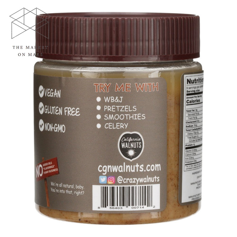 Crazy Go Nuts Plain Walnut Butter, 9 oz each, Creamy & Vegan 2 Pack gallery