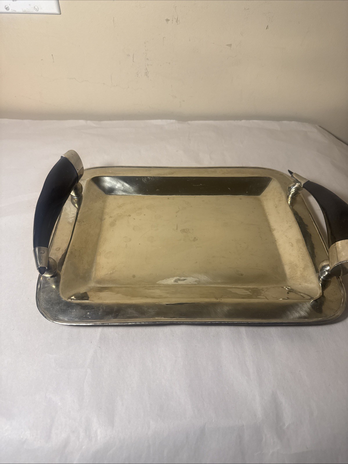 Rectangular Nickel Silver Tray With Horn Handles gallery