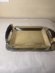 Rectangular Nickel Silver Tray With Horn Handles