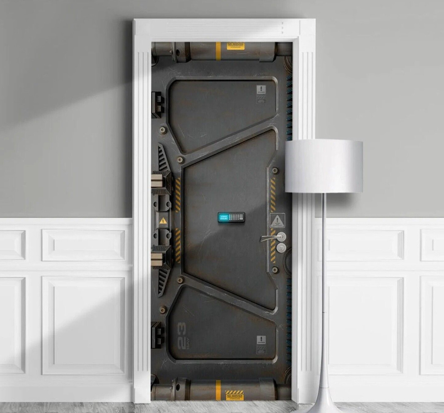 Door Mural Sticker Sci Fi Armoured Bunker, Self-adhesive Laminated, Single piece gallery