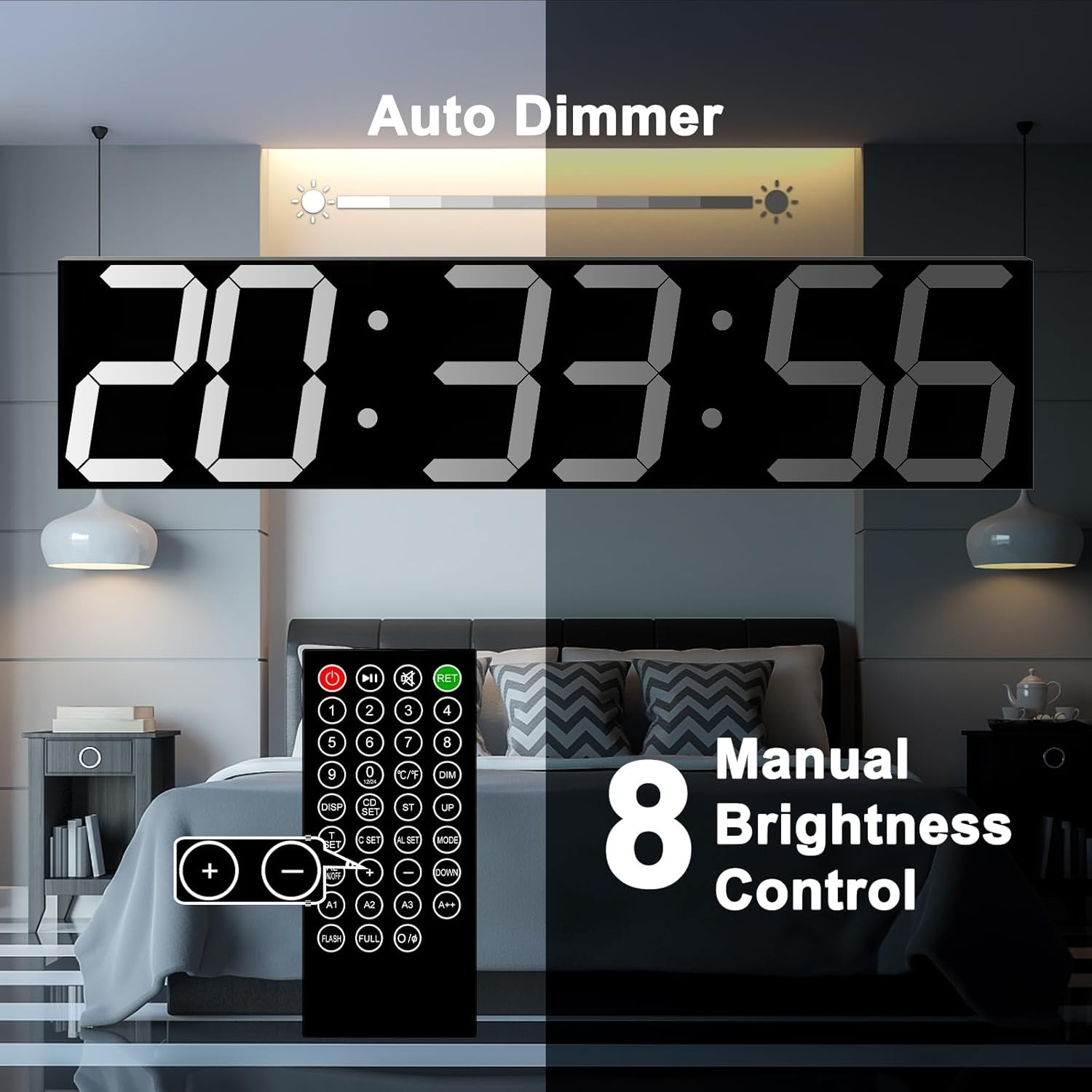 27 Inch LED Wall Clock CHKOSDA Digital Auto Dimmer gallery