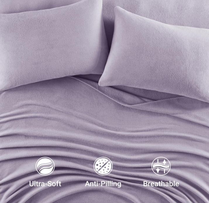 True North Full Sheet Set Soft Fleece Deep Pocket Lavender Plush gallery