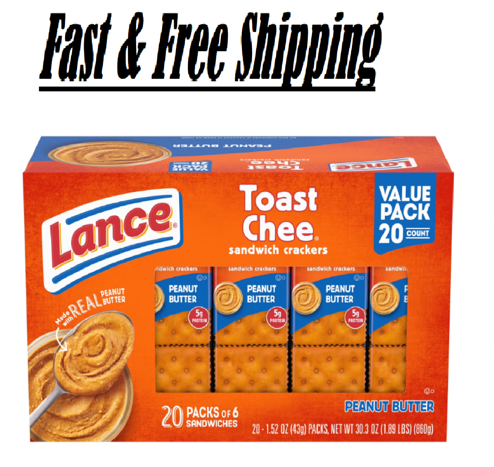Sandwich Crackers Toastchee Peanut Butter 20 Individually Wrapped Packs gallery