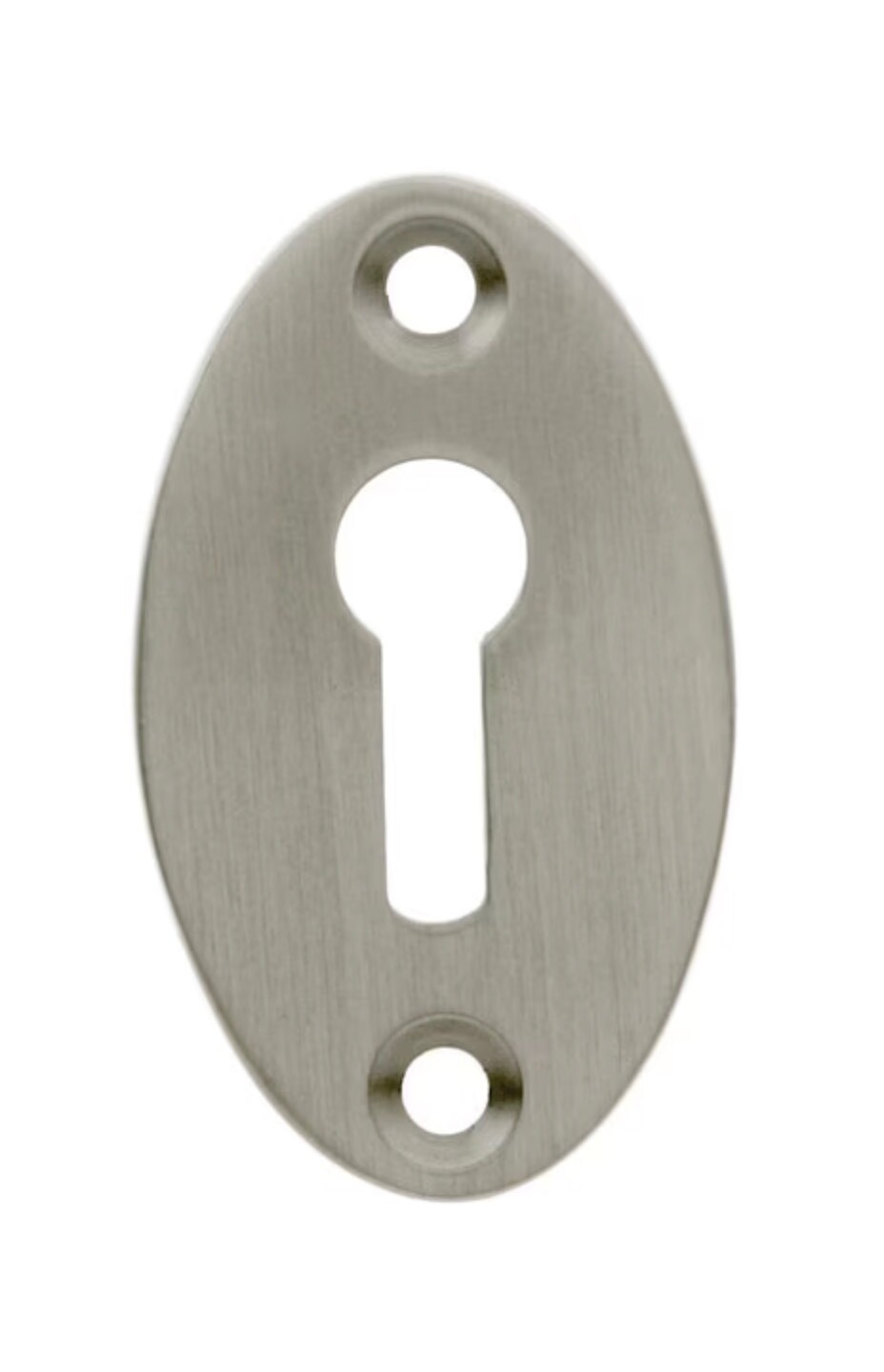 Forged Solid Brass Classic Keyhole Cover Escutcheon, 1-7/8" Oval, Satin Nickel gallery