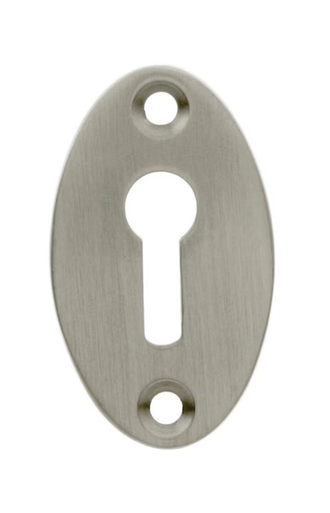 Forged Solid Brass Classic Keyhole Cover Escutcheon, 1-7/8" Oval, Satin Nickel