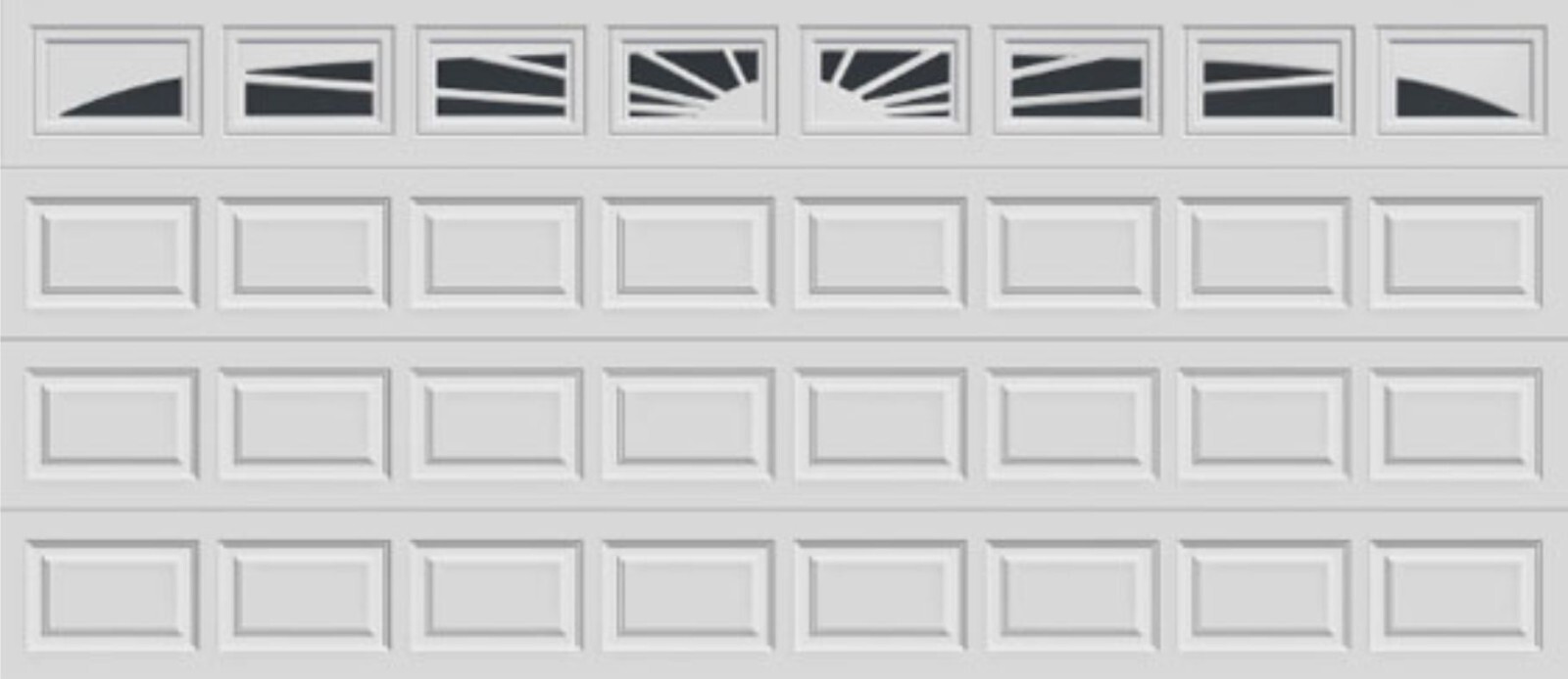 CLOPAY Garage Doors WHITE SUNSET 505 Window Inserts/Short Panel Set of 8 gallery