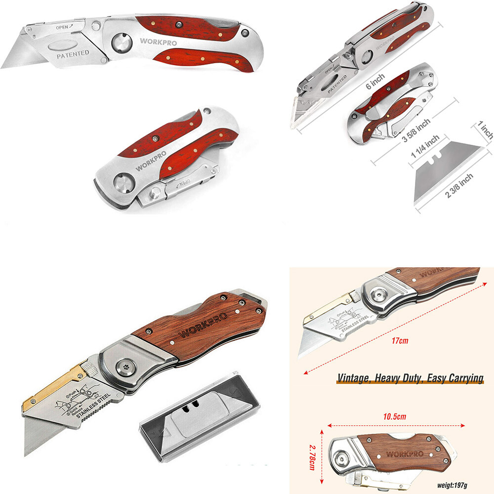Folding Utility Knife QUICK CHANGE BLADE With Belt Clip Camping Knife Back Lock gallery