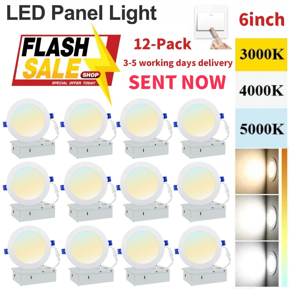 6-Inch Recessed 3CCT Dimmable LED Slim Panel Lights 12/24/36-Pack 12W 1080LM gallery