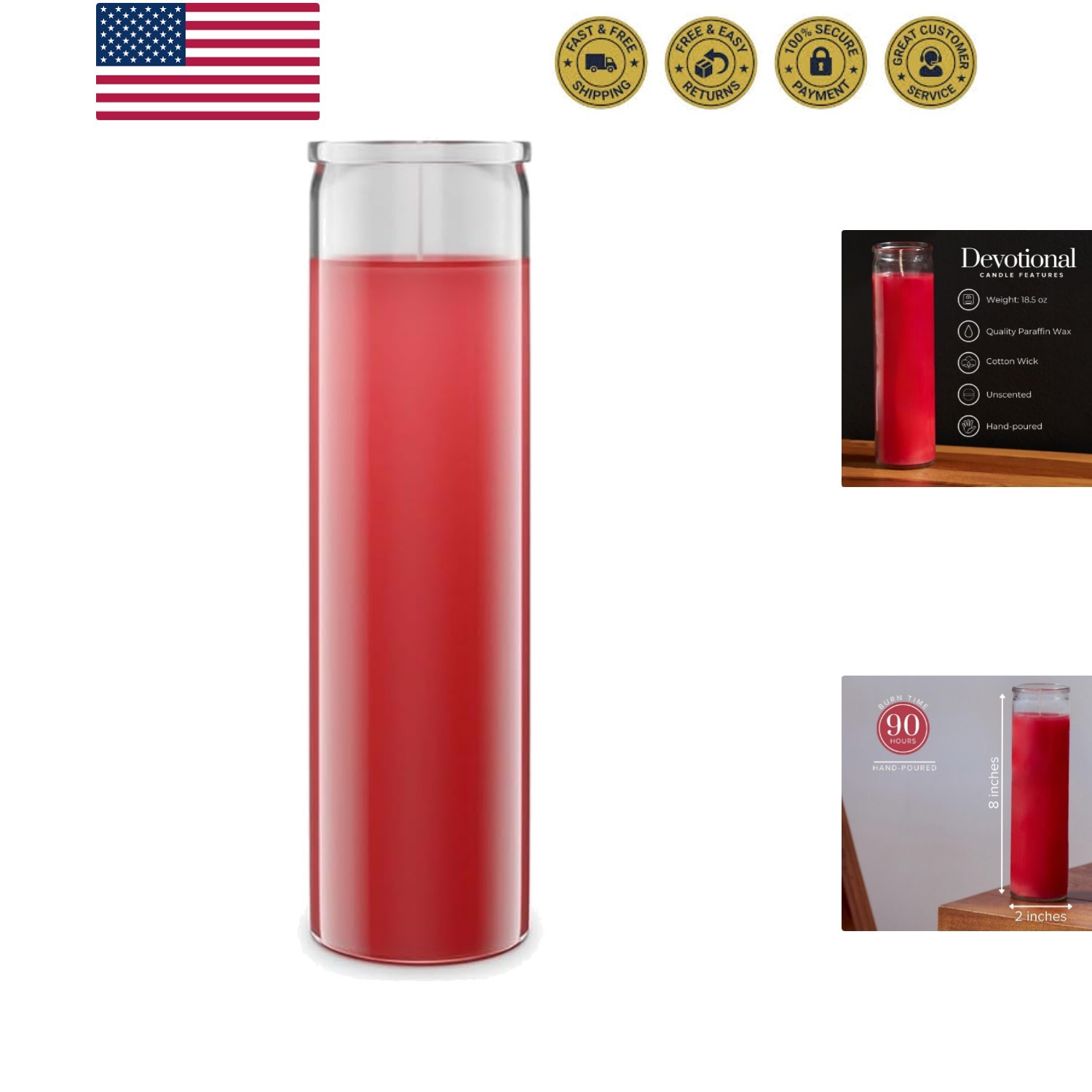 2x8 inch Red Devotional Candles in Glass Jar - 1 Piece - 90 Hours – Prayer Ca... gallery