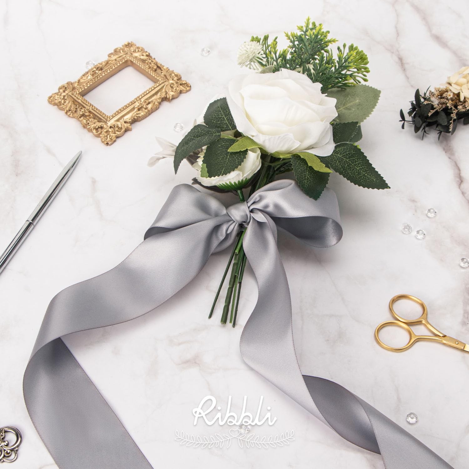 Ribbli Silver Double Faced Satin Ribbon, 2” x Continuous 10 2 inch, gallery