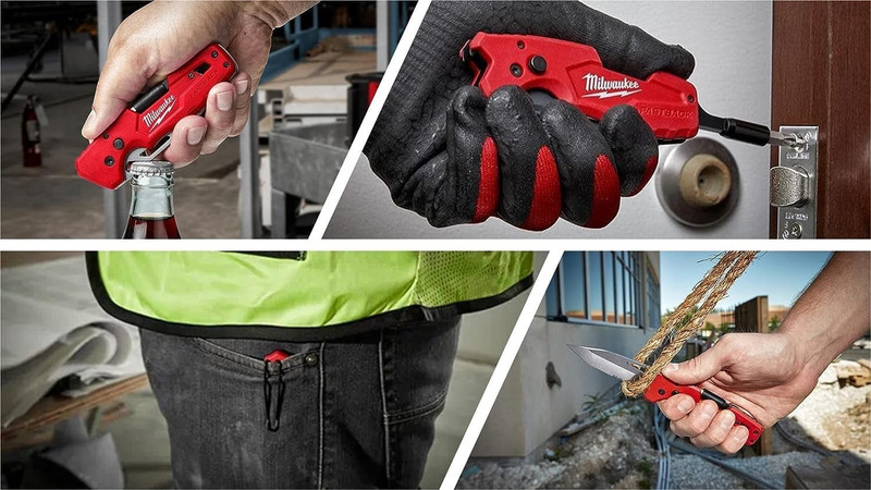 Milwaukee FASTBACK Folding Utility Knife W/Blade Multifunctionality, Red-Black gallery