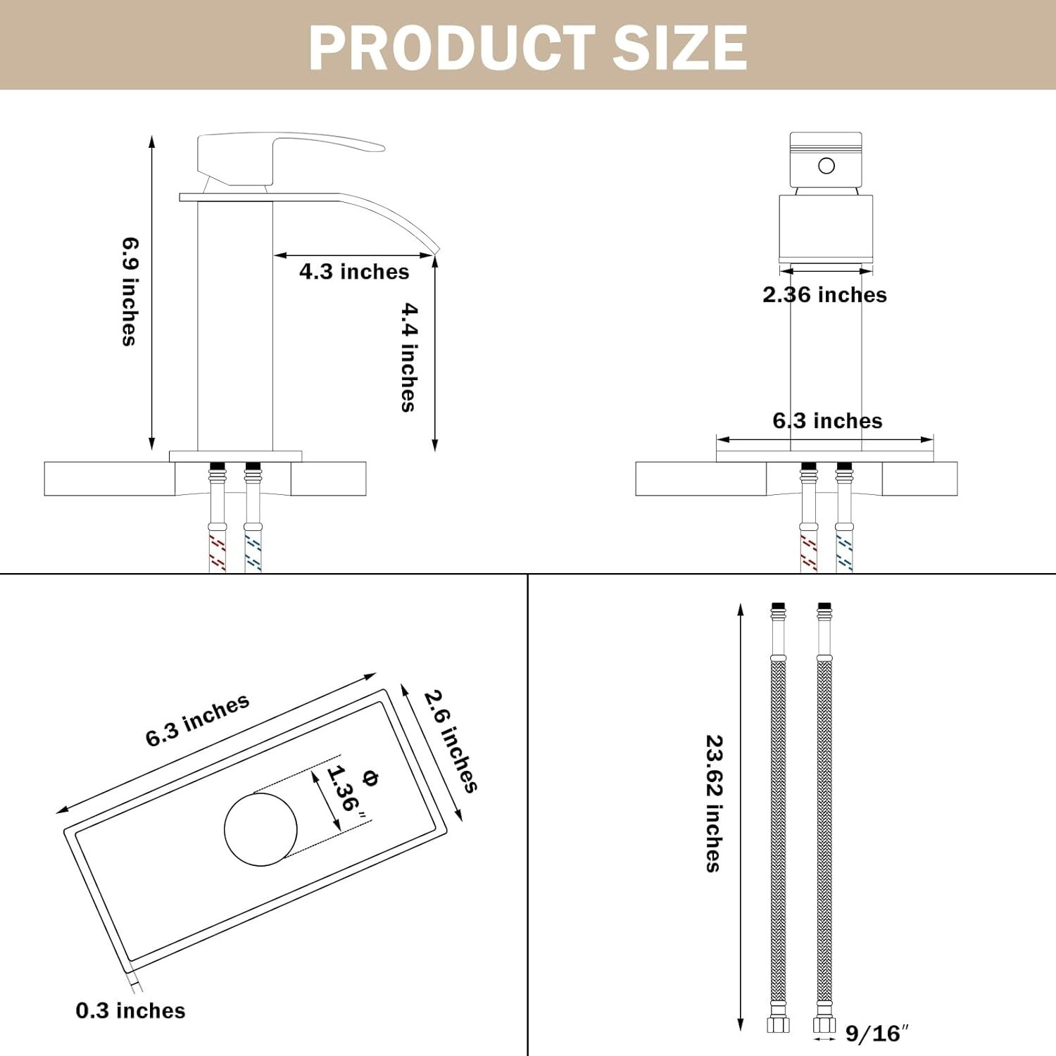 Bathroom Basin Faucet Waterfall Single Handle Vanity Sink Mixer Tap Deck Mounted gallery