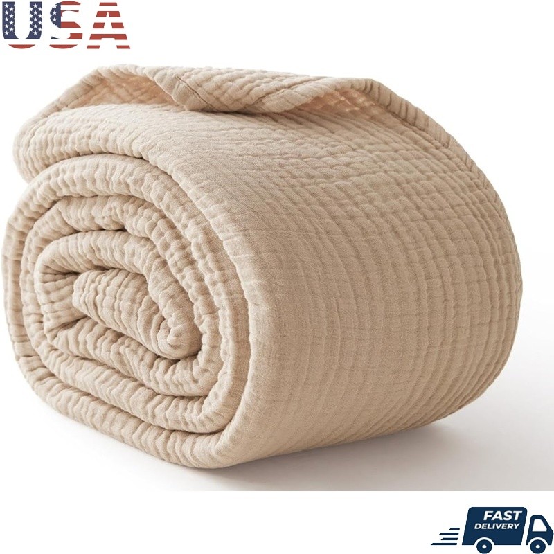 100 Cotton Muslin Blanket Breathable Soft Lightweight Cozy Versatile Gift New