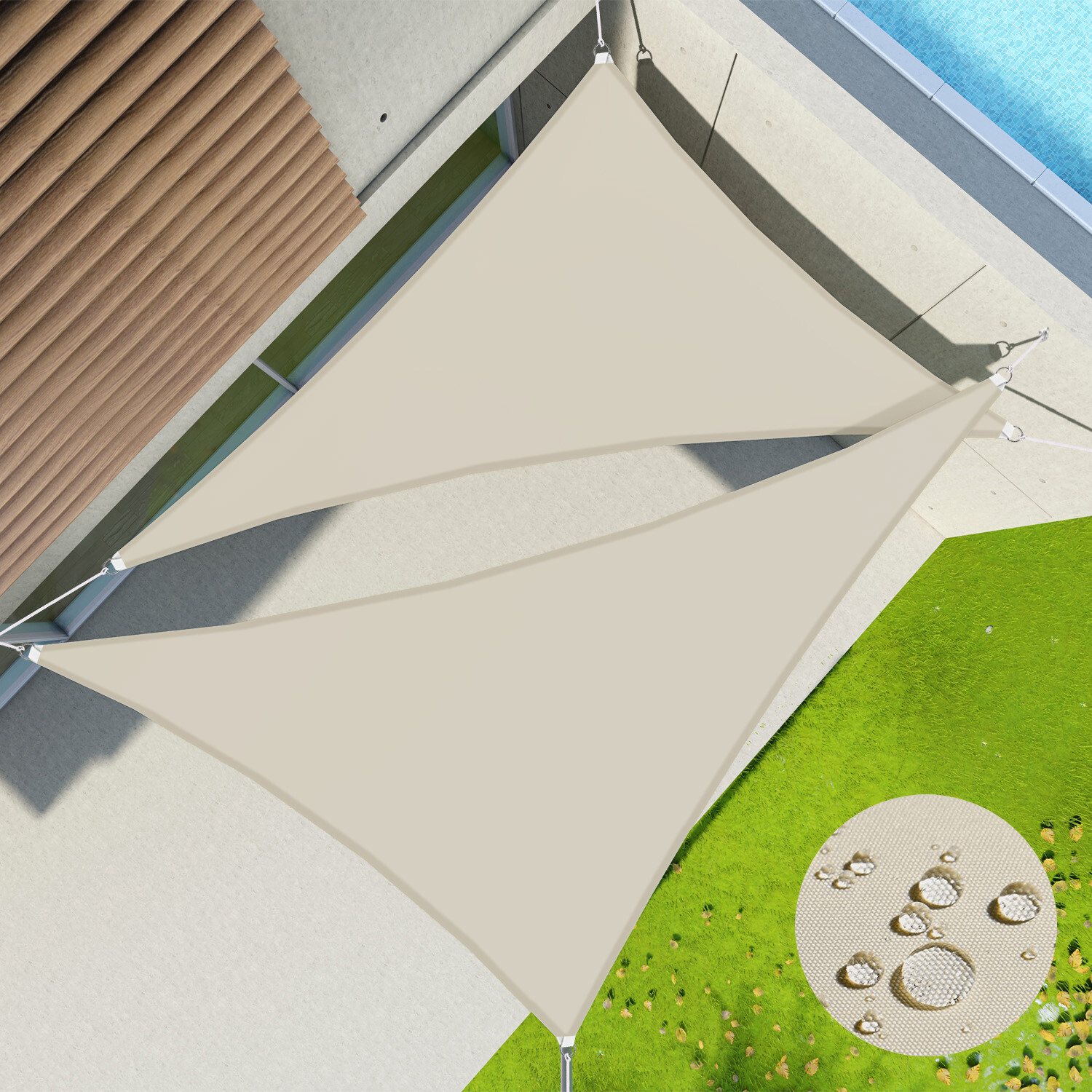 Waterproof Shade Sail Right Triangle Outdoor Pool Sun Canopy Shelter Cover Beige gallery
