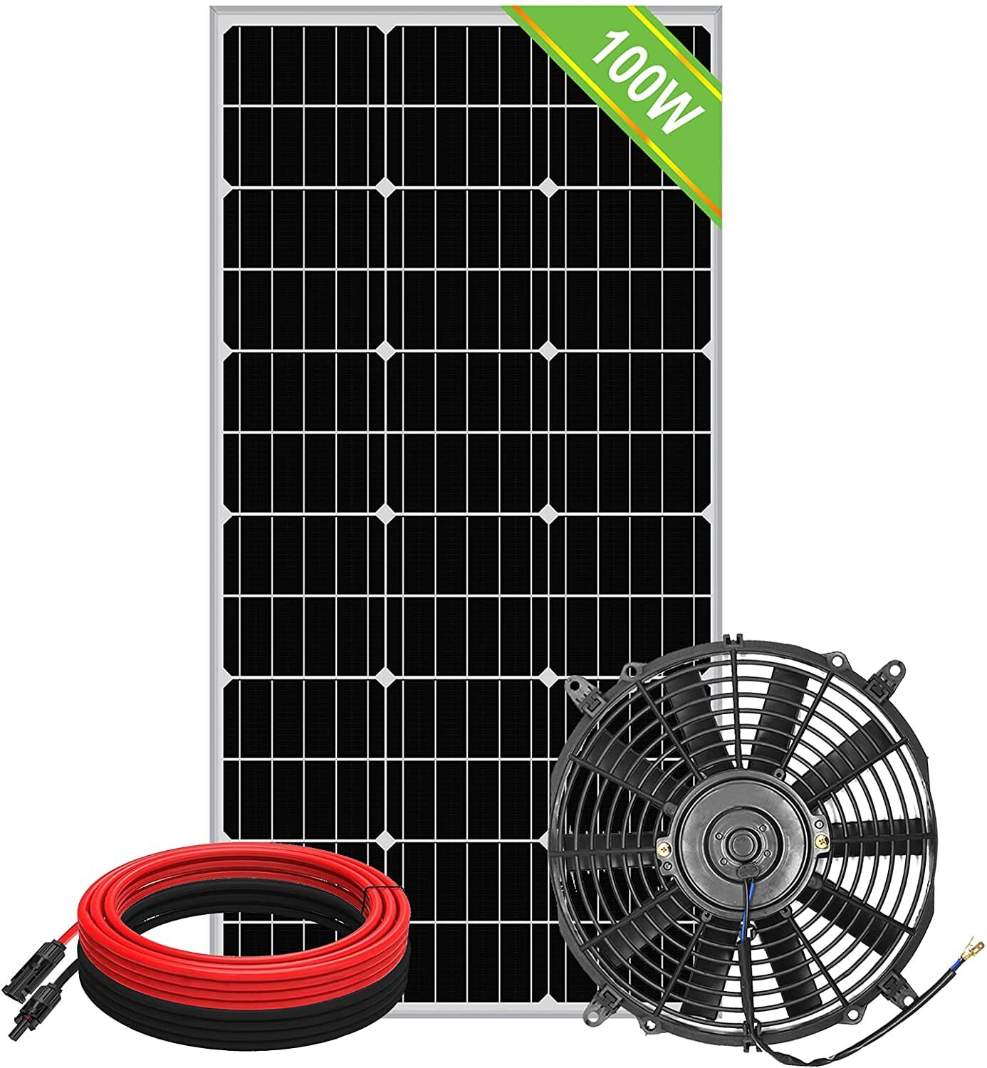 100W Solar Powered Attic Fan System Roof Vent Fan for Attic or Greenhouse 800cfm gallery