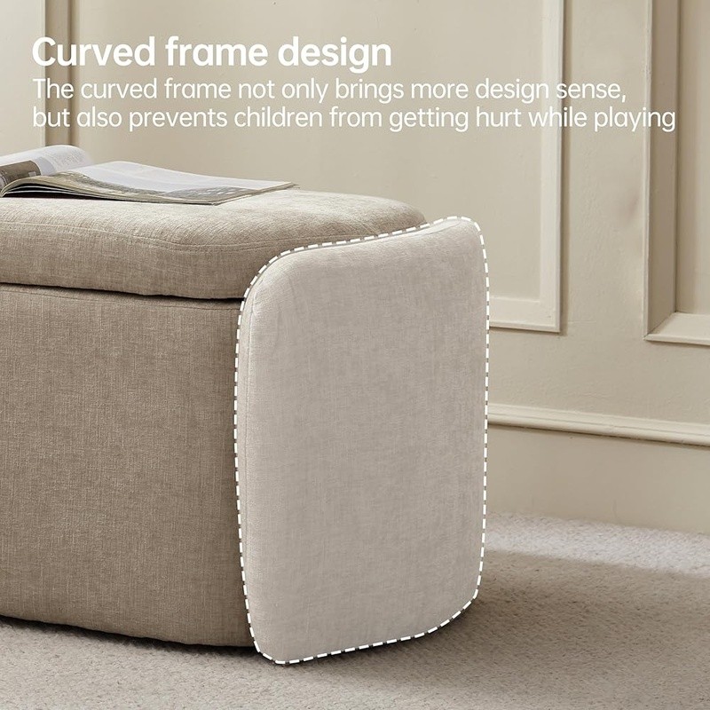Storage Ottoman Bench Modern Upholstered Lift Off Lid Living Room Bedroom New gallery
