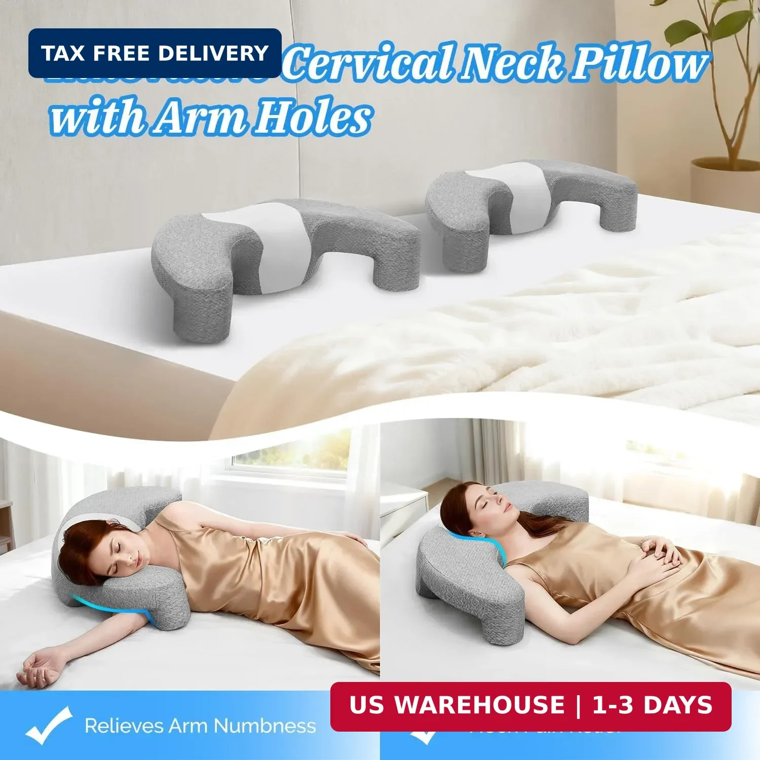 Side Sleeper Pillow with Arm Hole, Upgraded Shoulder Relief System for Neck Pain gallery