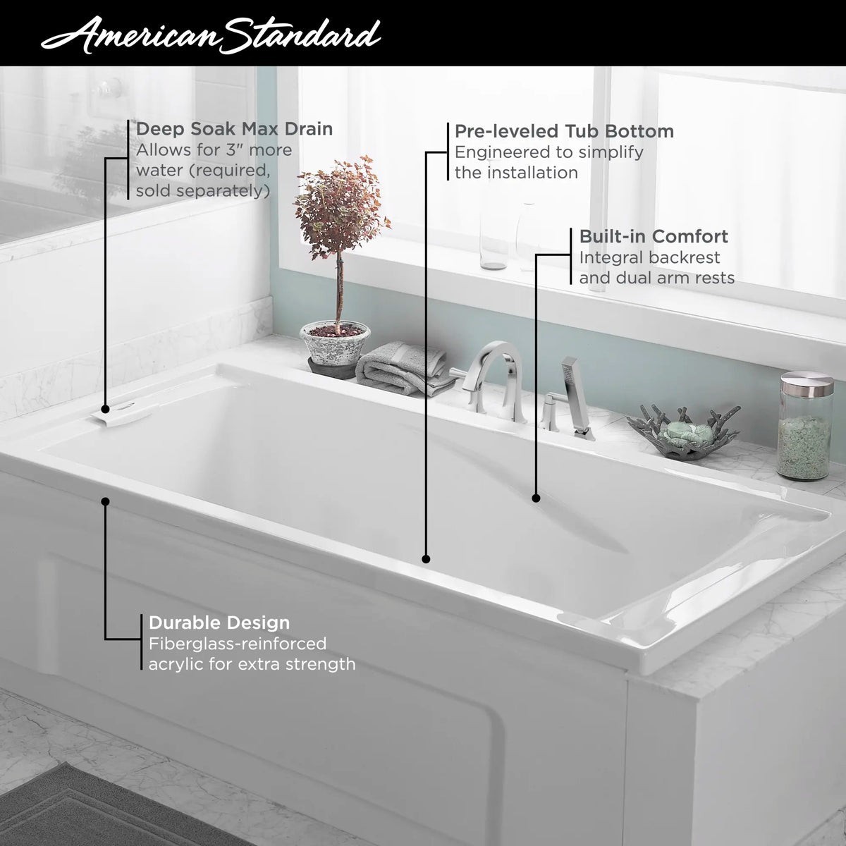 Evolution® 60 x 32-Inch Deep Soak® Drop-In Bathtub gallery