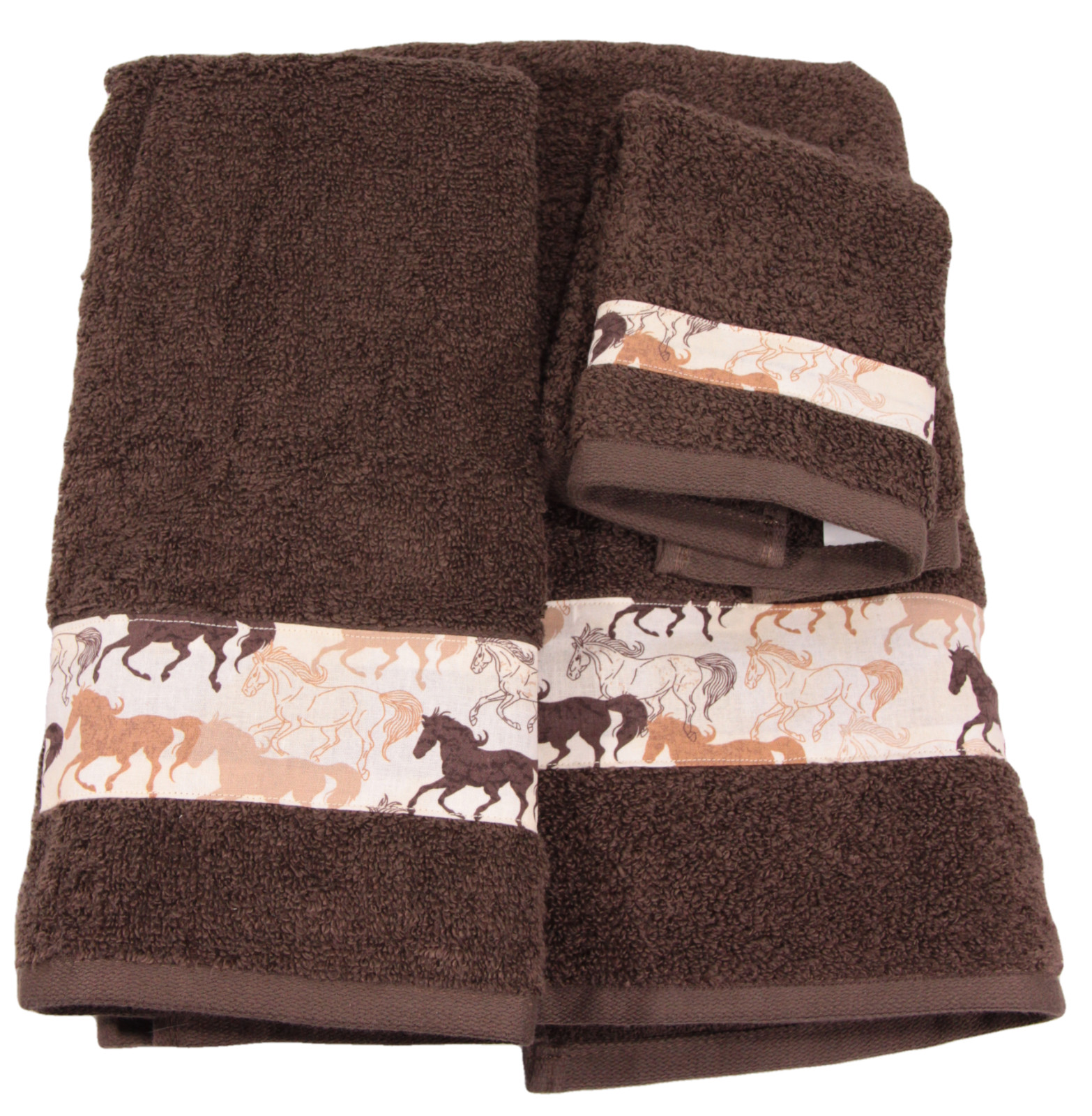 Three Piece Towel Set – Galloping Horses Fabric Border gallery