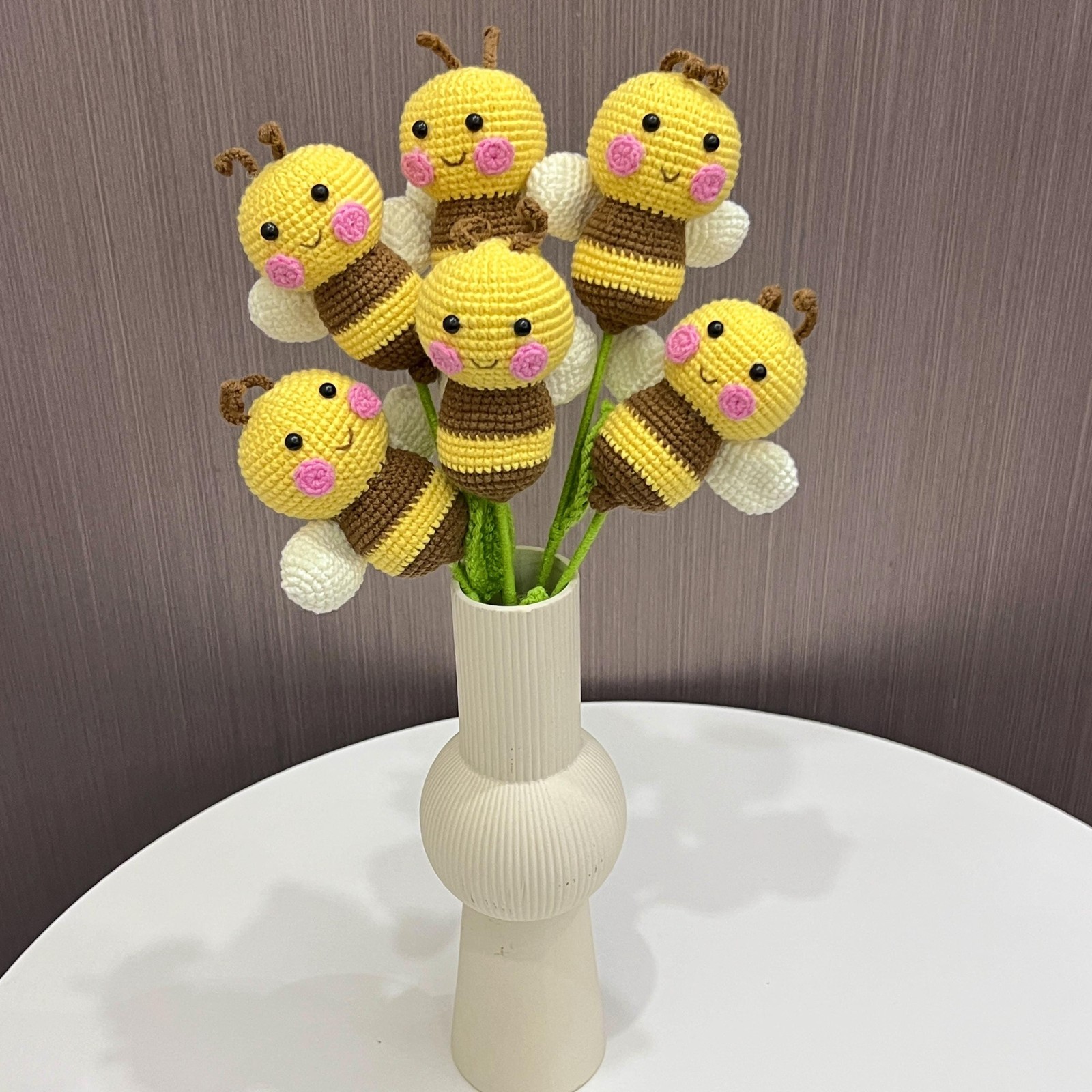 Crochet Bee Bouquet Handmade Get Well Birthday Teacher Bee Accent Keepsake Gift gallery