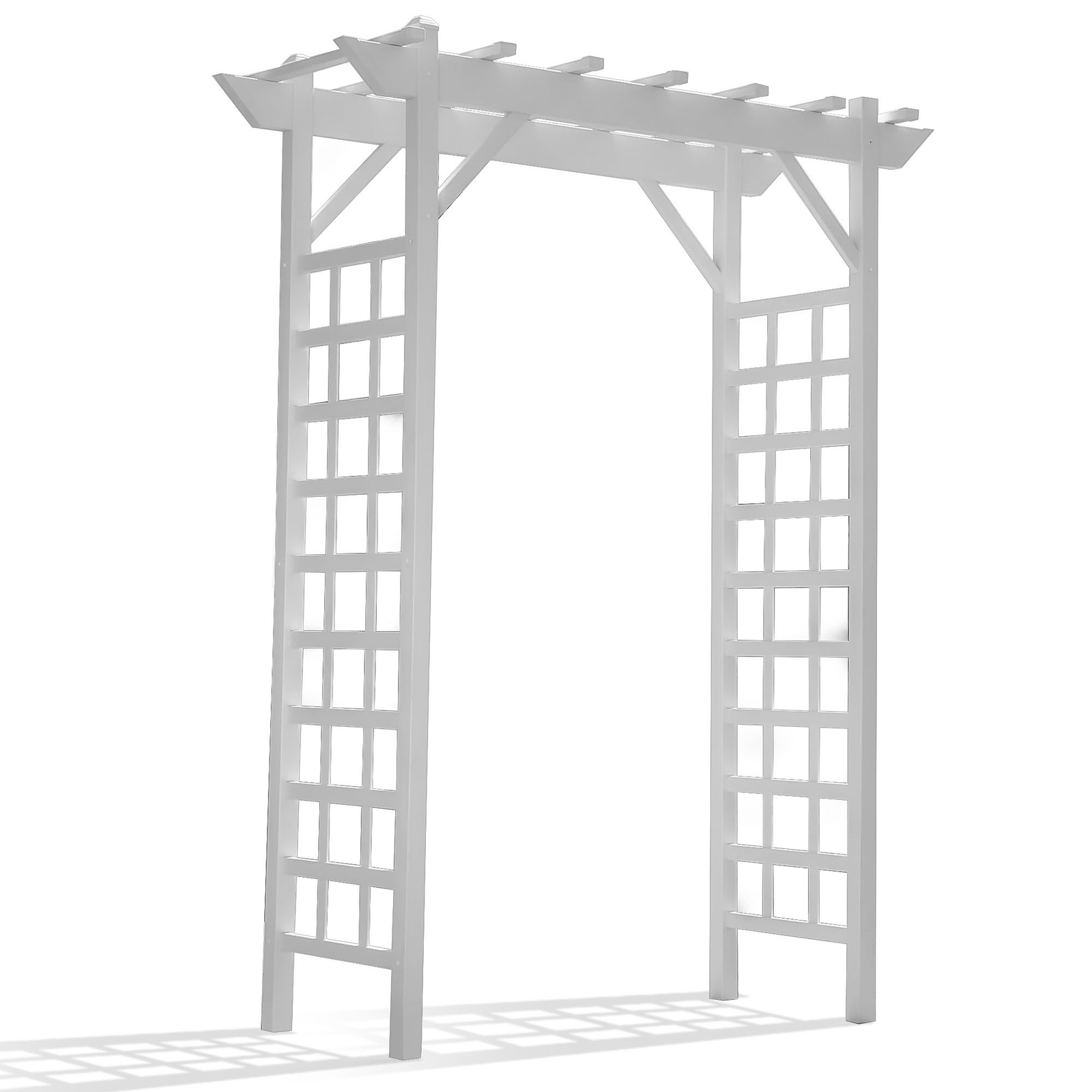 Dura-Trel Providence Arbor 64" x 85" PVC Outdoor Garden Arch Trellis, White gallery