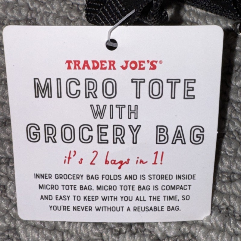 2 Nwt Trader Joe's Red Black Mini Micro Tote Folded 2-in-1 Reusable Shopping Bag gallery