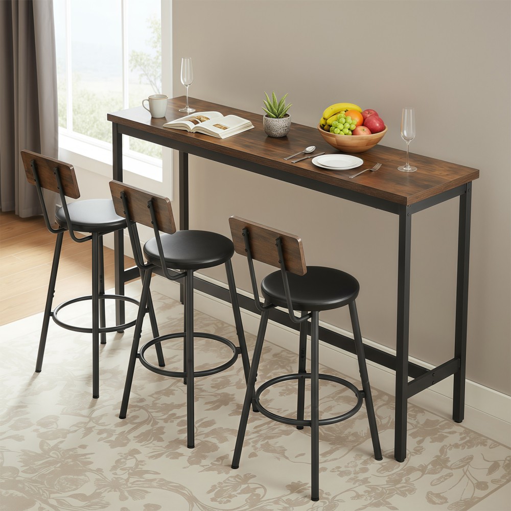 Bar Table and Chairs Set for 3, 4 Industrial Dining Table Set with 3 Bar Stools gallery