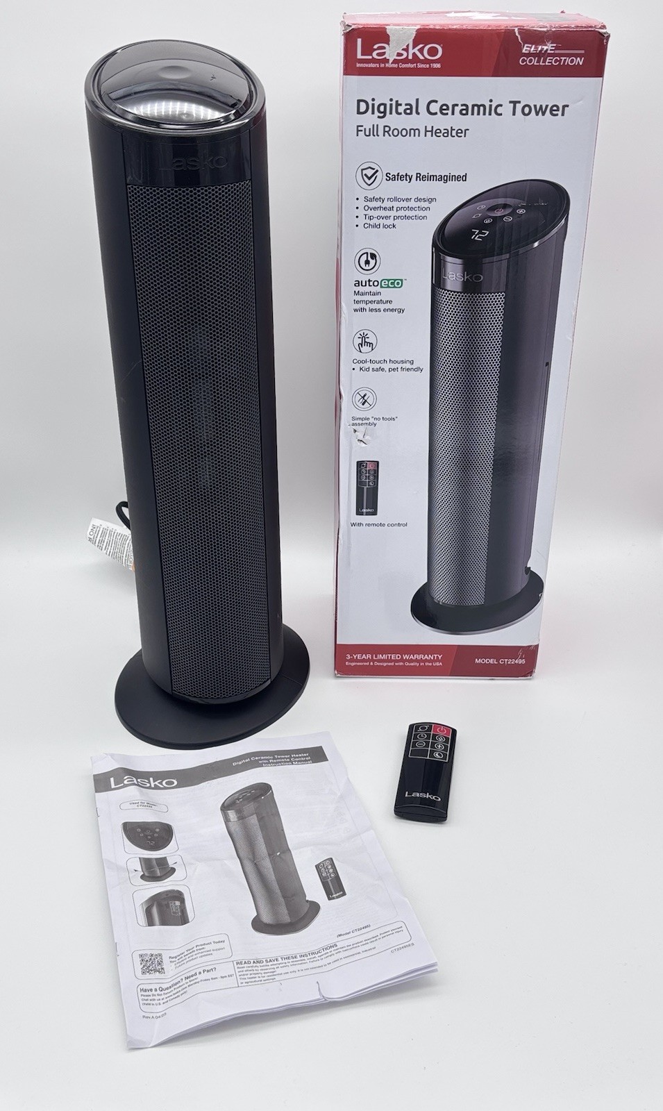 Lasko CT22495 22" Ceramic Tower Heater with Remote Control gallery