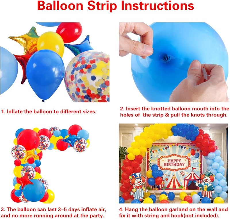 Carnival Circus Theme Party Decorations, Primary Color Balloon Arch Kit, 120p... gallery