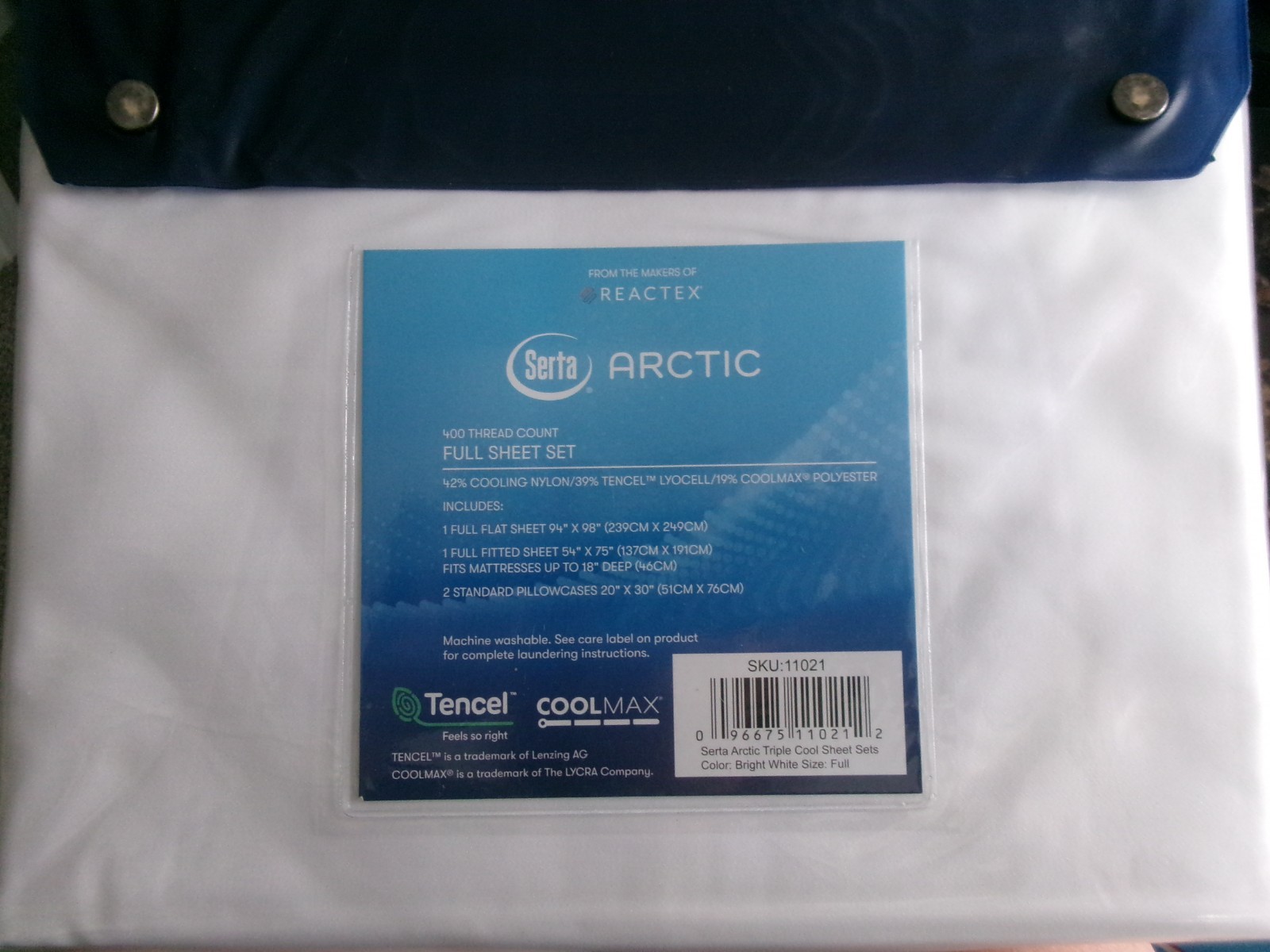 New Full Size Sheet Set** Serta Artic Cooling Set ** Bright White #1120 gallery