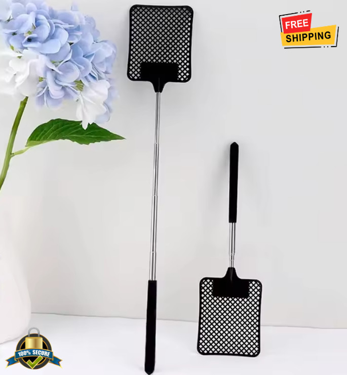 1 pc Black Creative Fly Swatter Stainless Steel Extendable Mosquito Swatter Tool gallery