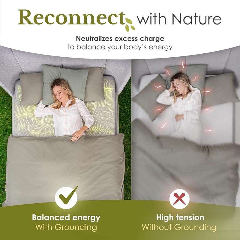 Grounding Sheets Full Size - Grey Earthing Sheets for Natural Sleep Enhancer - 9 gallery