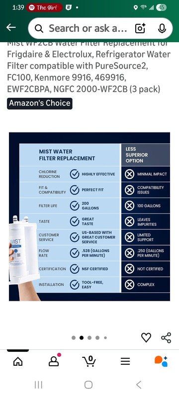 WF2CB Water Filter Replacement for Frigdaire & Electrolux Refrigerator Water gallery