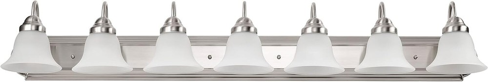 Progress 48 in. 7-Light Brushed Chrome Bathroom Vanity Light with Glass Shades