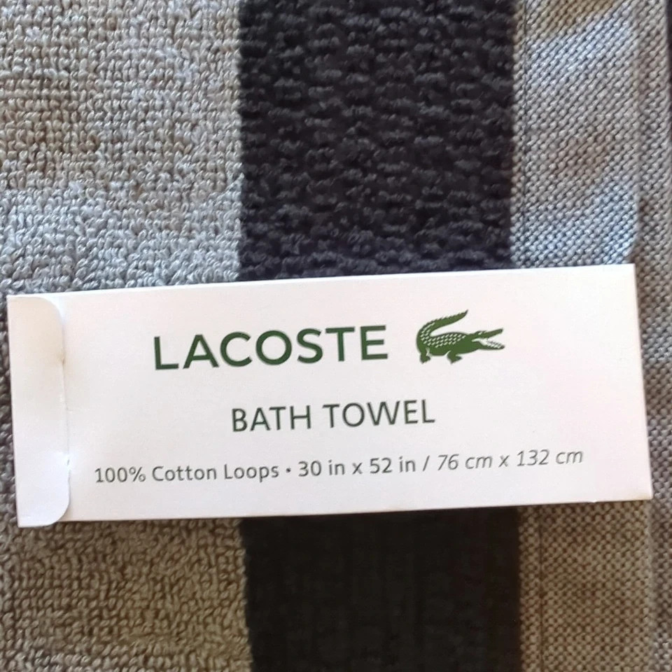 Lacoste Alligator Match Color blocked Cotton Loops Bath Towel 30x52 NEW RN82817 gallery