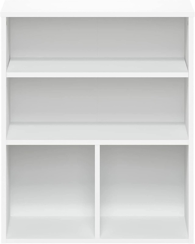 Versatile Pasir 3 Tier Display Bookcase - Modern White with Adjustable Features gallery