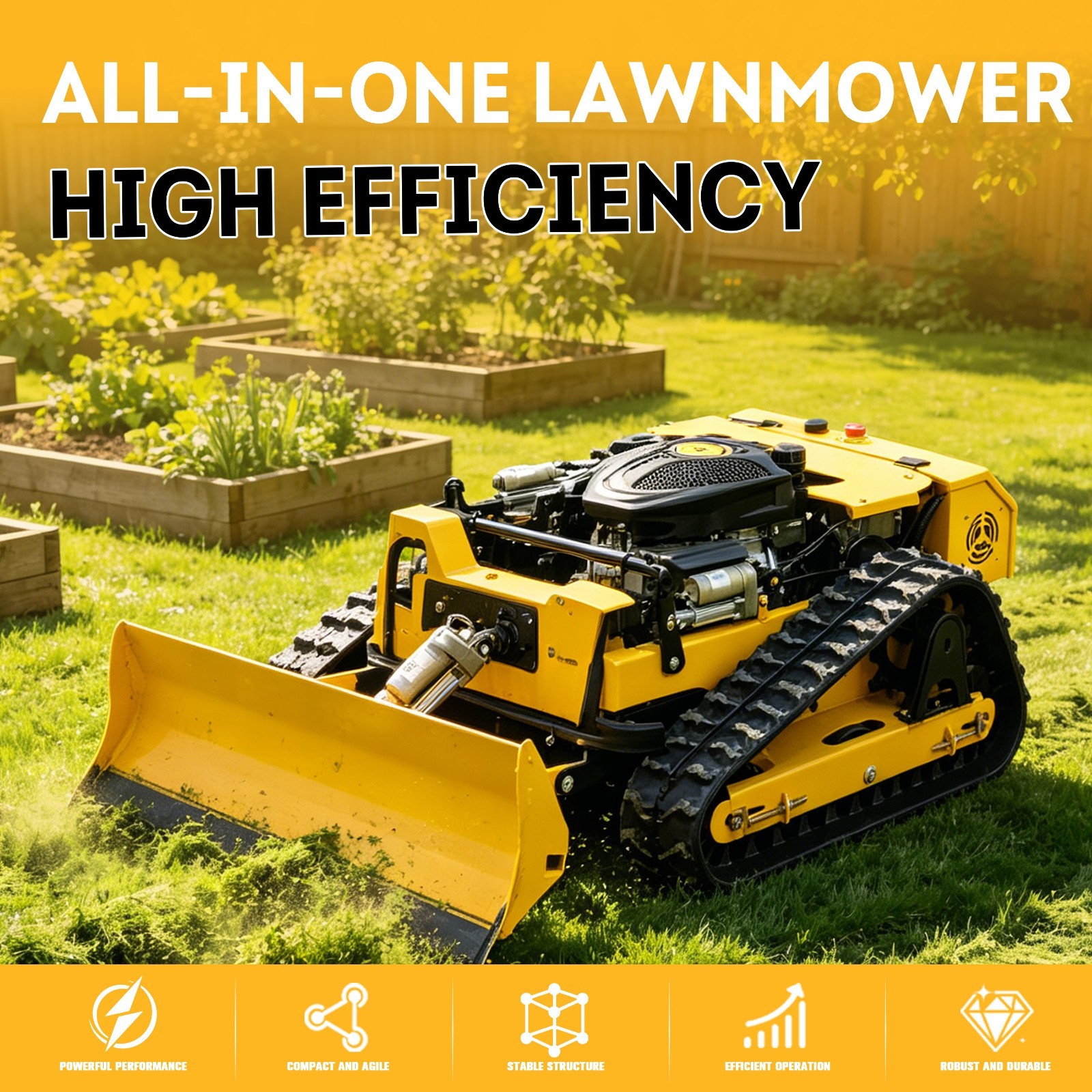 Remote control lawn mower track automatic lifting 45 ° climbing and snow shovel gallery
