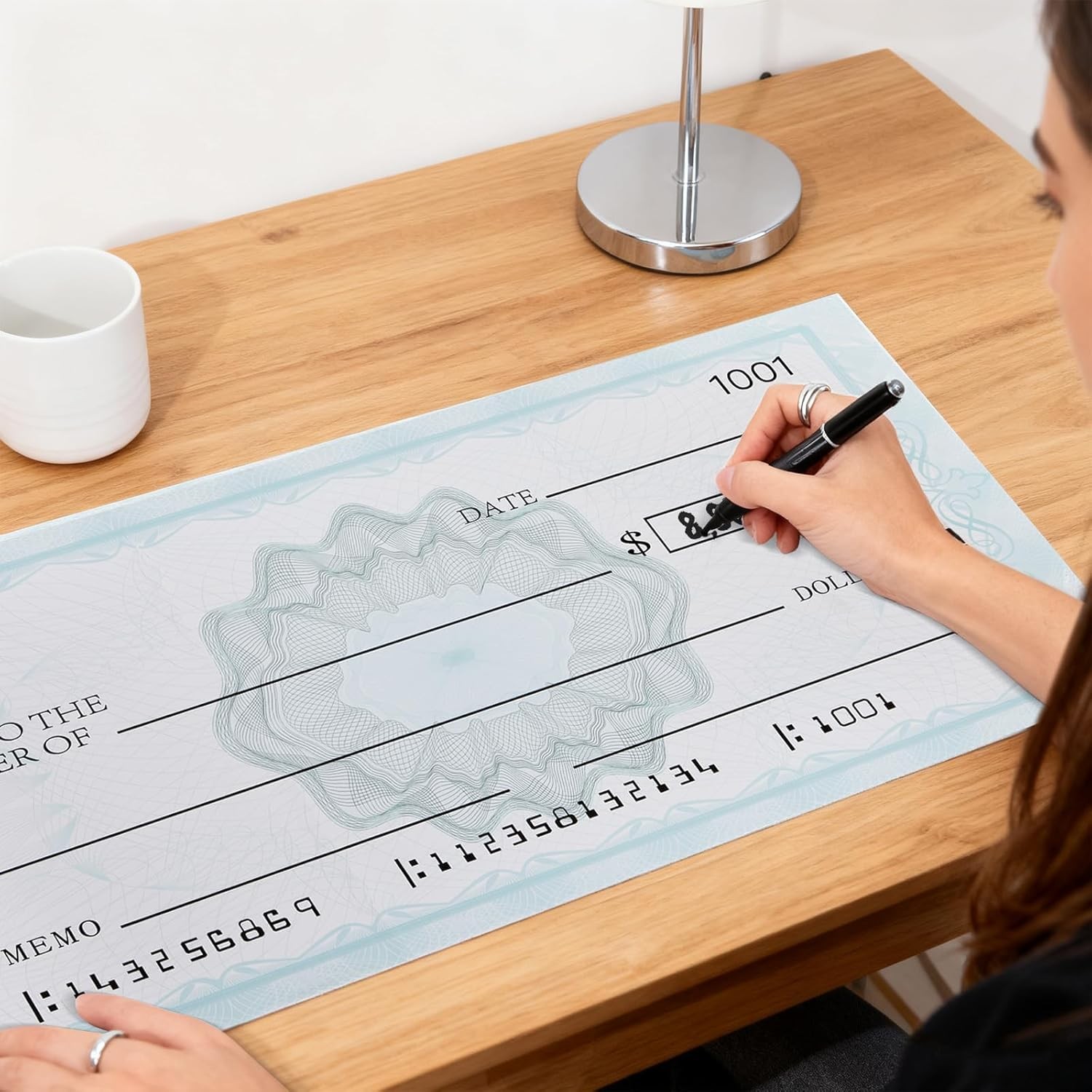 2PCS Giant Check Reusable Fake Check Big Large for Awards Presentation 32x13.5in gallery