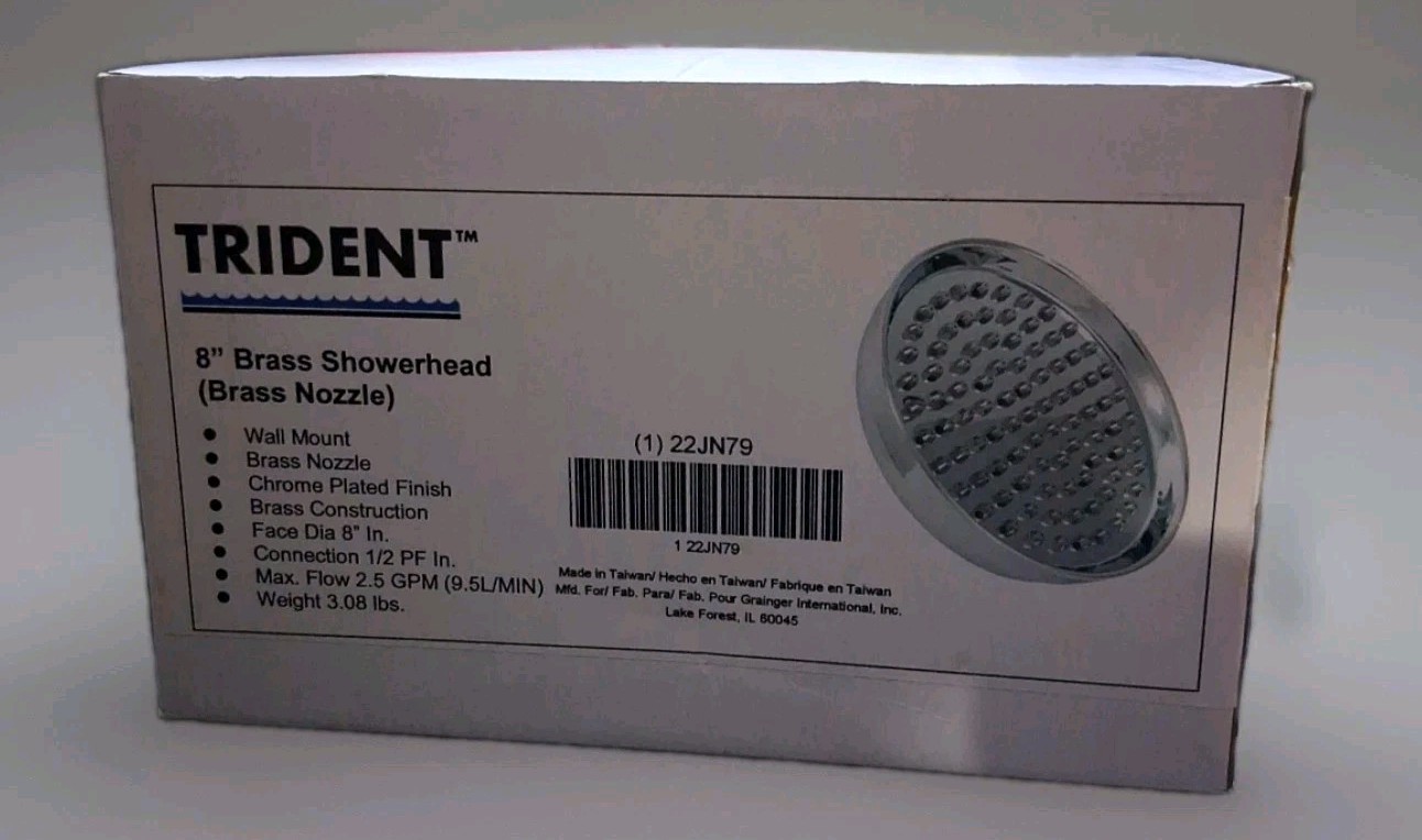 Trident 48LX49 Shower Head, 8” dia., Wall Mount, Brass, Brass Nozzle, 1.8gpm gallery