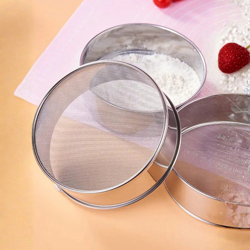 Large Stainless Flour Sifter Mesh Filter Shaker Strainer For Baking Powder Sugar gallery