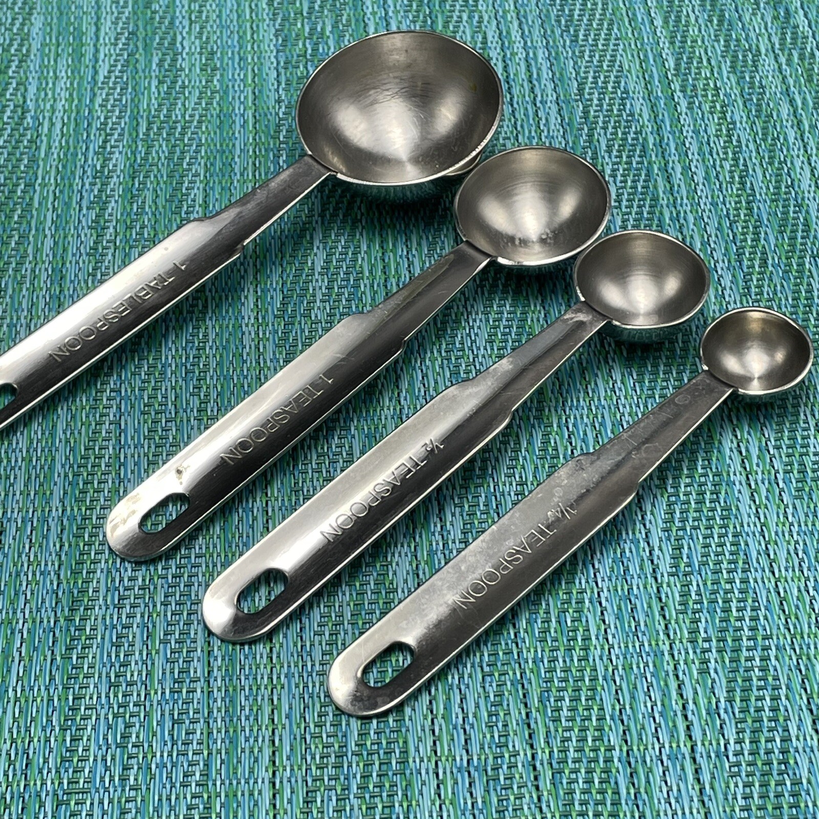 4 Measuring Spoons Heavy Stainless Steel Nesting Round Bowls 1/4-1 tsp & 1 Tbsp gallery