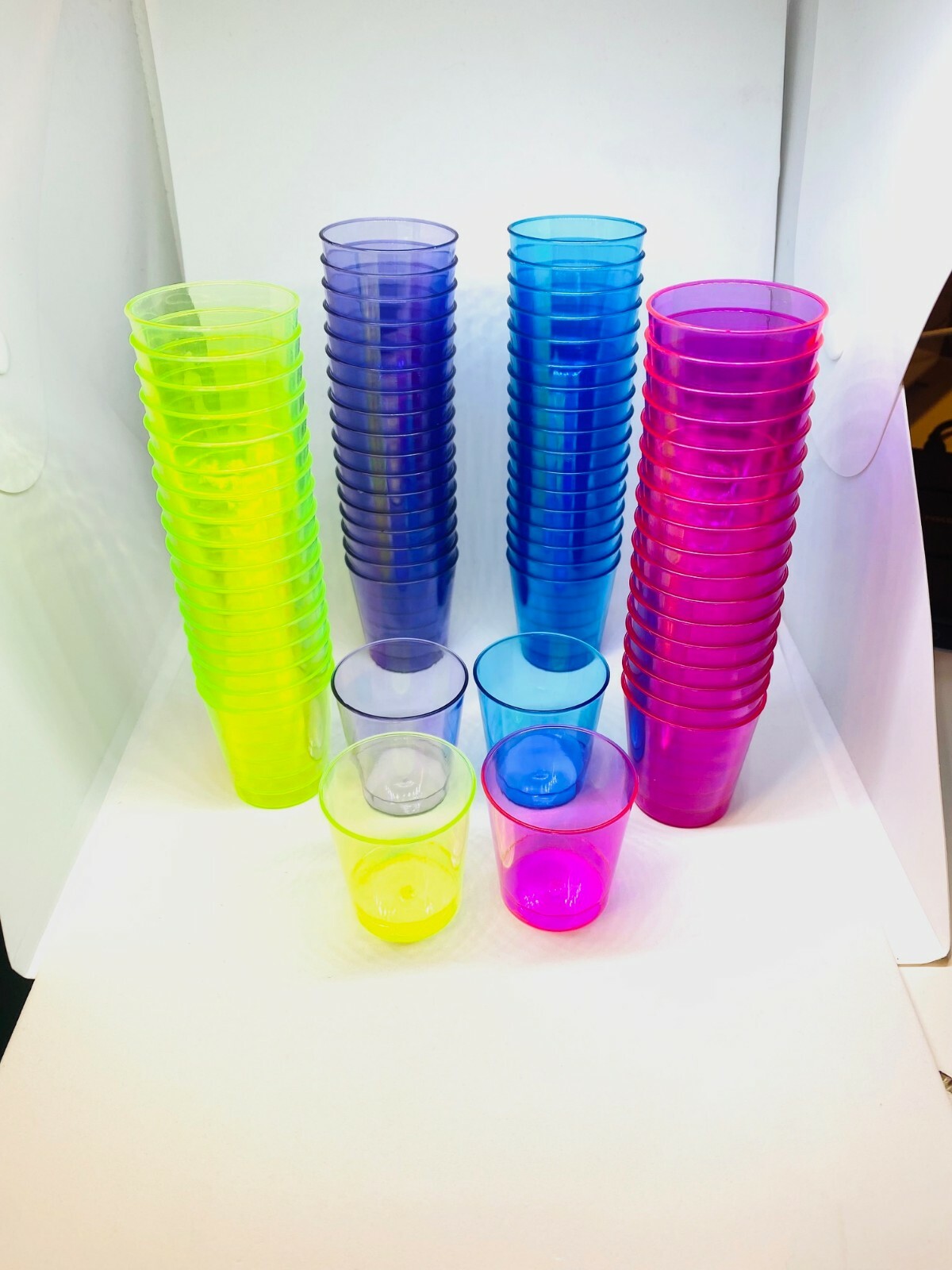 72 Disposable Plastic Glasses Party Multi Coloured Cups Shot Reusable Champagne gallery