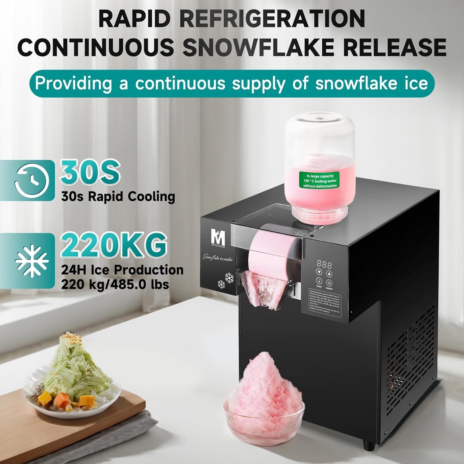 Snowflake Ice Machine 485LBS24H 1000W Food Grade SS Commercial Party Dessert Use gallery